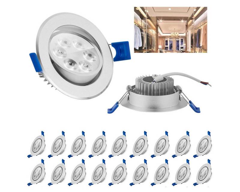 oyajia LED Einbauleuchte 20er Set LED Einbaustrahler 230V Flach LED Spot Drehbar Deckenstrahler, LED fest integriert, Badleuchte Aluminium Deckenspot für Badezimmer Küche Wohnzimmer von oyajia