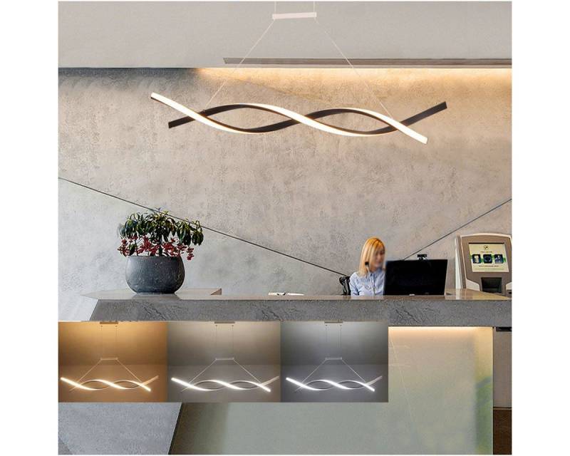 oyajia LED Pendelleuchte 24W LED Pendelleuchte 80cm, Dimmbar Hängelampe Esstisch Küchenlampe, LED fest integriert, Kaltweiß/Naturweiß/Warmweiß, Spiralförmige Design Esstischlampe,Perfekt für Salon, Küche, Hotel von oyajia
