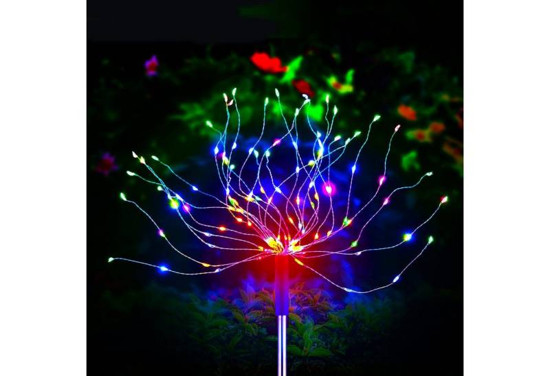 oyajia LED Solarleuchte 1/2/4x 120 LEDs Solarlampe Feuerwerk Lichter, 2 Modi LED Lichterkette, LED fest integriert, bunt, IP65 Wasserdicht Solar-Gartenleuchten, Weg Rasen Garten Dekor Lampe von oyajia