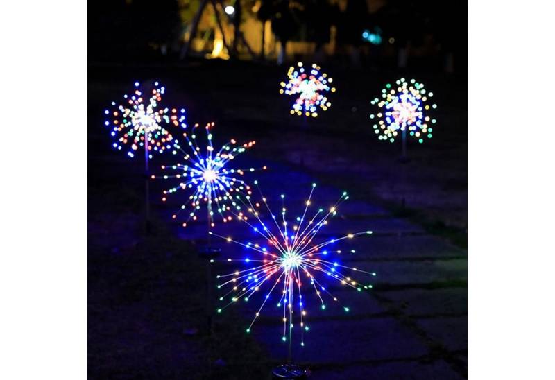 oyajia LED Solarleuchte 1/2/4x 120 LEDs Solarlampe Feuerwerk Lichter, 2 Modi LED Lichterkette, LED fest integriert, bunt, IP65 Wasserdicht Solar-Gartenleuchten, Weg Rasen Garten Dekor Lampe von oyajia