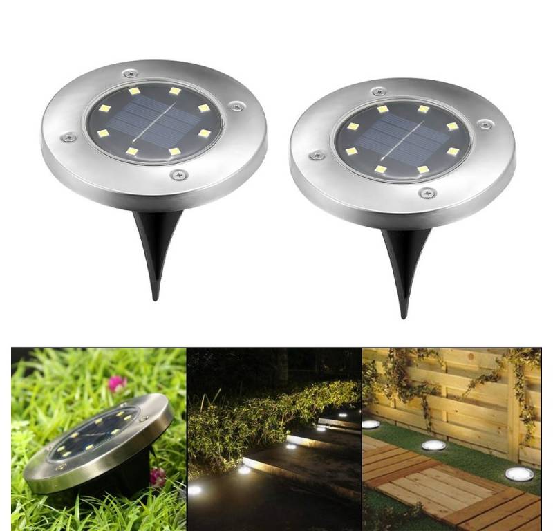 oyajia LED Solarleuchte 2/4er Set Solarleuchte Solar Bodenleuchte LED-Wegeleuchten Außen, LED fest integriert, LED Solarlampe Garten Solarleuchte Bodenleuchte von oyajia
