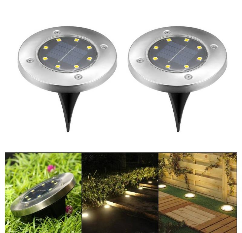 oyajia LED Solarleuchte 2/4er Set Solarleuchte Solar Bodenleuchte LED-Wegeleuchten Außen, LED fest integriert, LED Solarlampe Garten Solarleuchte Bodenleuchte von oyajia