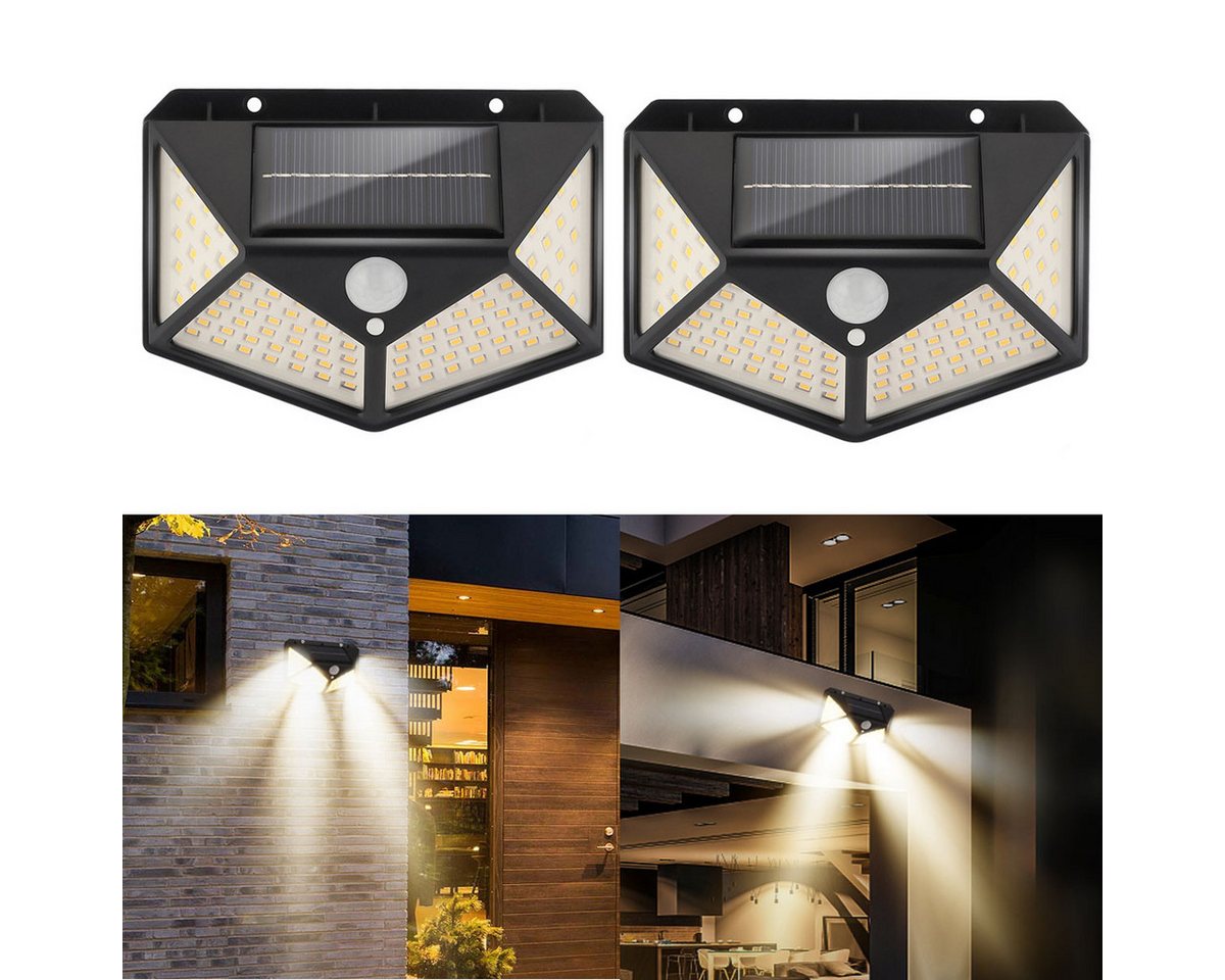oyajia LED Solarleuchte 2 Stück LED Solarlampe für Außen, Solarleuchte mit Bewegungsmelder, LED fest integriert, 100 LEDs Außen-Wandleuchte Fluter IP65 Außenleuchte Gartenlampe oyajia LED Solarleuchte 2 Stück LED Solarlampe für Außen, Solarleuchte mit Bewegungsmelder, LED fest integriert, 100 LEDs Außen-Wandleuchte Fluter IP65 Außenleuchte Gartenlampe von oyajia