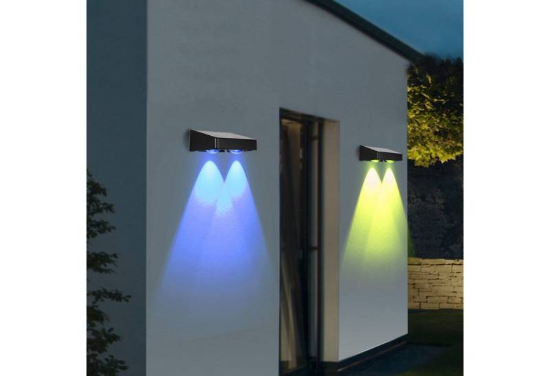 oyajia LED Solarleuchte 2 Stück LED Solarleuchte Außen Wandlampe Up Down Solarlampe für Außen, LED fest integriert, Warmweiß, Kaltweiß, RGB von oyajia