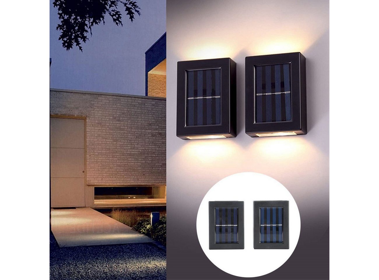 oyajia LED Solarleuchte 2 Stück Solarleuchten für Außen, LED Solarlampe Solarstrahler Wandlamp, Warmweiß, Wasserdicht IP65 Außenleuchte Gartenlampe Zaunleuchte Wandleuchte oyajia LED Solarleuchte 2 Stück Solarleuchten für Außen, LED Solarlampe Solarstrahler Wandlamp, Warmweiß, Wasserdicht IP65 Außenleuchte Gartenlampe Zaunleuchte Wandleuchte von oyajia