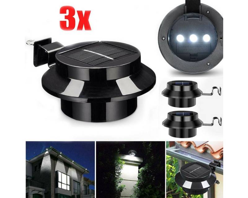 oyajia LED Solarleuchte 3x LED Solar Dachrinnenleuchte Solarlicht Beleuchtung Wegeleuchte, LED Solarleuchten Garten Dachrinnenleuchte Zaunleuchte Aussen Licht von oyajia