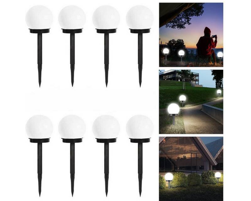 oyajia LED Solarleuchte 4/8 Stück LED Solarlampen Kugel Licht, Höhe 33cm, Ø 10cm Gartenleuchte, LED fest integriert, Solarmodul inkl Akku, Wasserdicht IP65 Wegen Garten Veranda Deko von oyajia