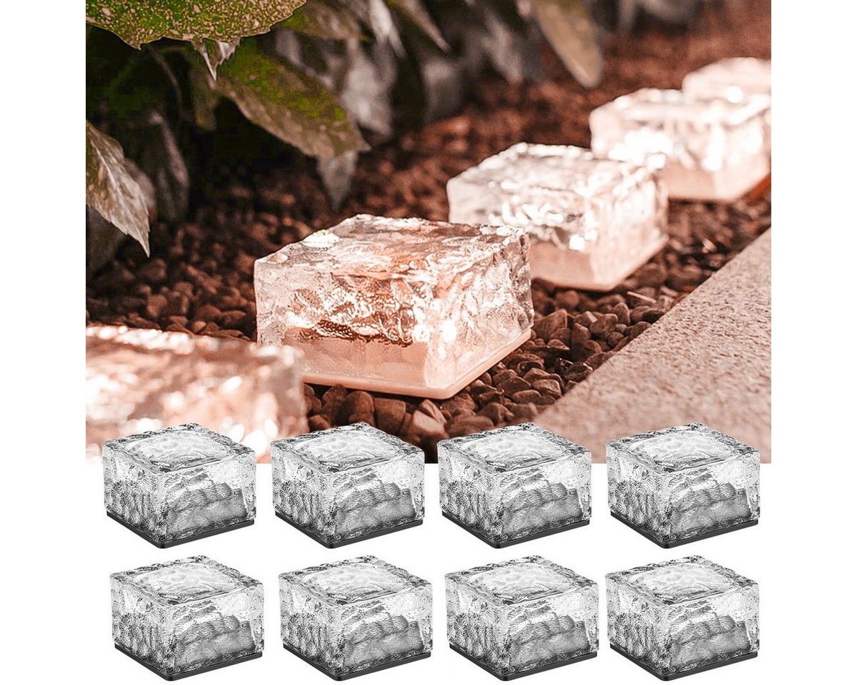 oyajia LED Solarleuchte 4/8x Solarlampe Glaswürfel Eiswürfel-Lampe Deko, Solarlampen für Außen, IP68 Wasserdicht LED Solar Straßenleuchte oyajia LED Solarleuchte 4/8x Solarlampe Glaswürfel Eiswürfel-Lampe Deko, Solarlampen für Außen, IP68 Wasserdicht LED Solar Straßenleuchte von oyajia