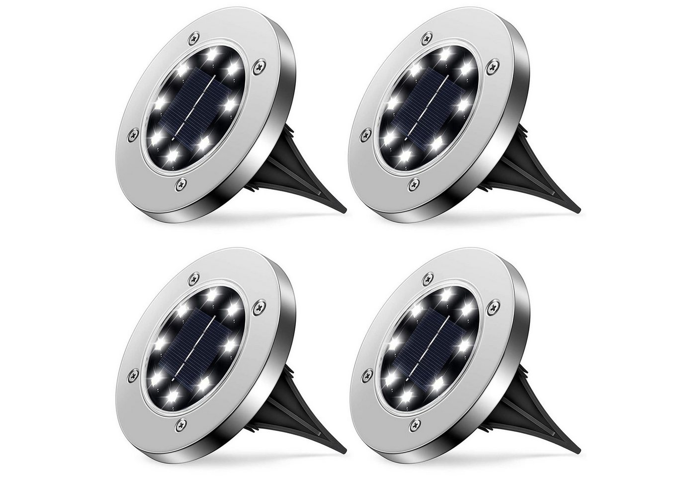 oyajia LED Solarleuchte 4 Stück LED Solar Bodenleuchte Wegeleuchten 8 LEDs Außen Solarleuchte, LED fest integriert, Außen Solarleuchte Wasserdichte IP65 für den Garten Rasen Gartenweg von oyajia