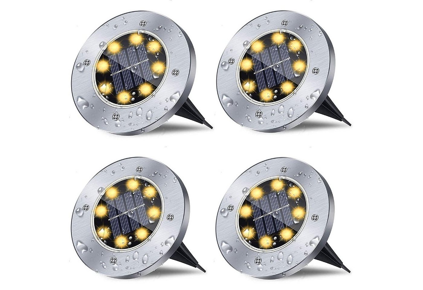 oyajia LED Solarleuchte 4 Stück LED Solar Bodenleuchte Wegeleuchten 8 LEDs Außen Solarleuchte, LED fest integriert, Außen Solarleuchte Wasserdichte IP65 für den Garten Rasen Gartenweg von oyajia