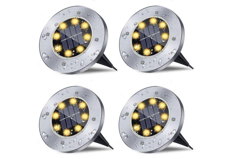 oyajia LED Solarleuchte 4 Stück LED Solar Bodenleuchte Wegeleuchten 8 LEDs Außen Solarleuchte, LED fest integriert, Außen Solarleuchte Wasserdichte IP65 für den Garten Rasen Gartenweg von oyajia
