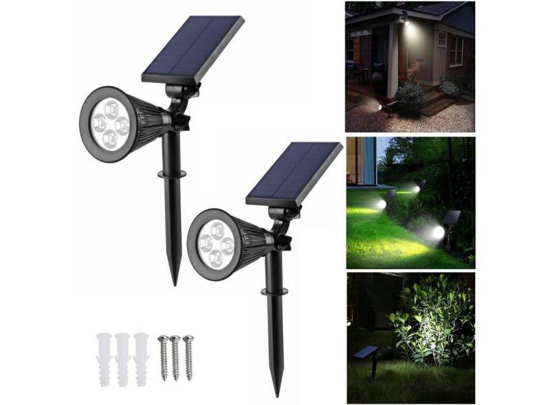 oyajia LED Solarleuchte 4LEDs Solarleuchte Scheinwerfer, Superhelle 200-LM-Landschaftslampen, LED fest integriert, 180 ° -Winkel einstellbar für Terrasse, Baum, Deck, Wand, Poolbereich von oyajia