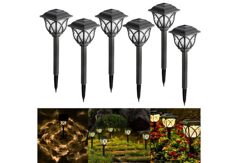 oyajia LED Solarleuchte 6 Stück Solarlampen für außen garten, Solar Gartenleuchte mit Erdspieß, LED fest integriert, Warmweiß, IP65 Wasserdicht Gartenleuchte für Villa Rasen, Trail, Terrasse von oyajia