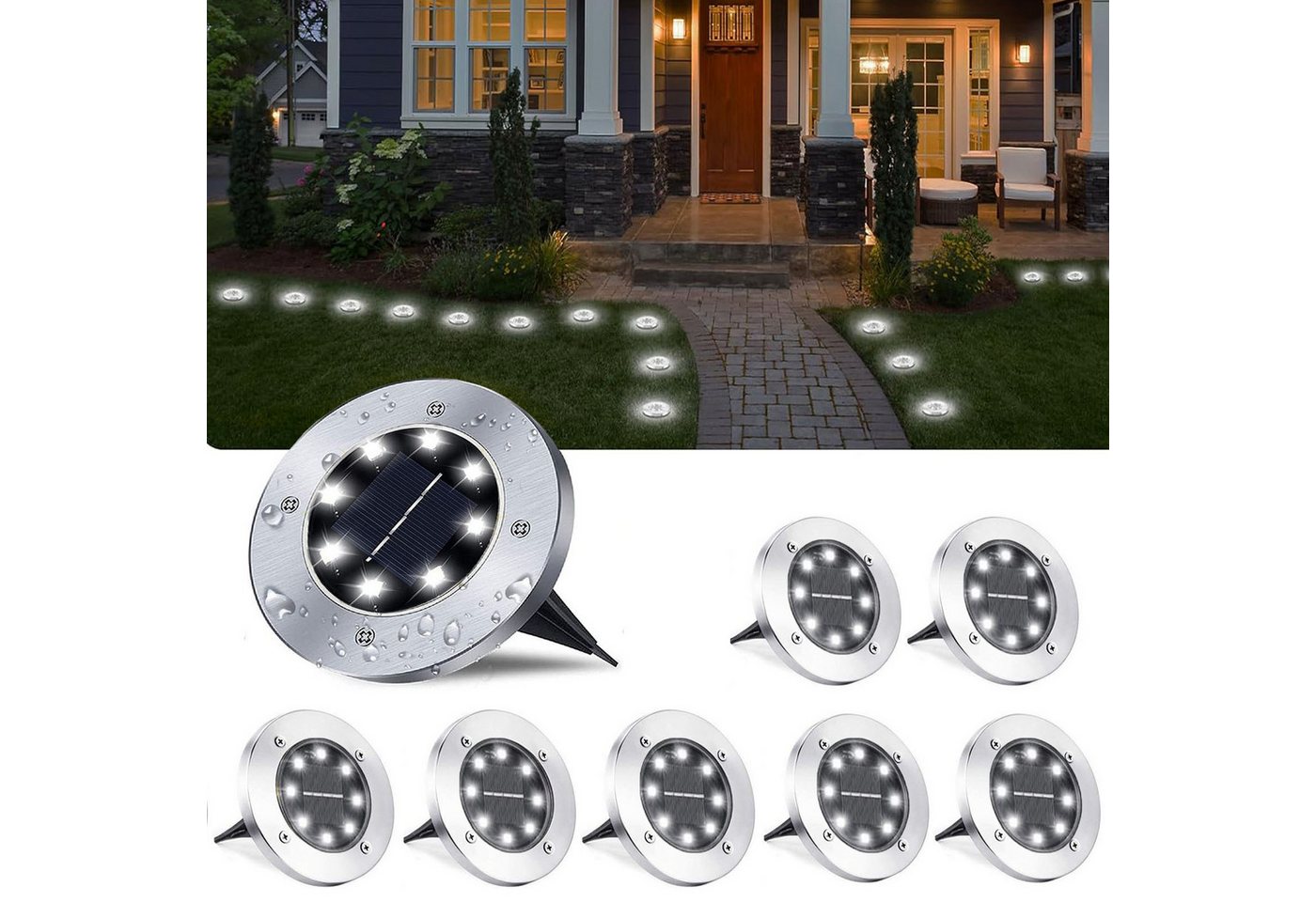 oyajia LED Solarleuchte 8er Set LED Solar Bodenleuchte Gartenstrahler, Außen Solarleuchte, LED fest integriert oyajia LED Solarleuchte 8er Set LED Solar Bodenleuchte Gartenstrahler, Außen Solarleuchte, LED fest integriert von oyajia