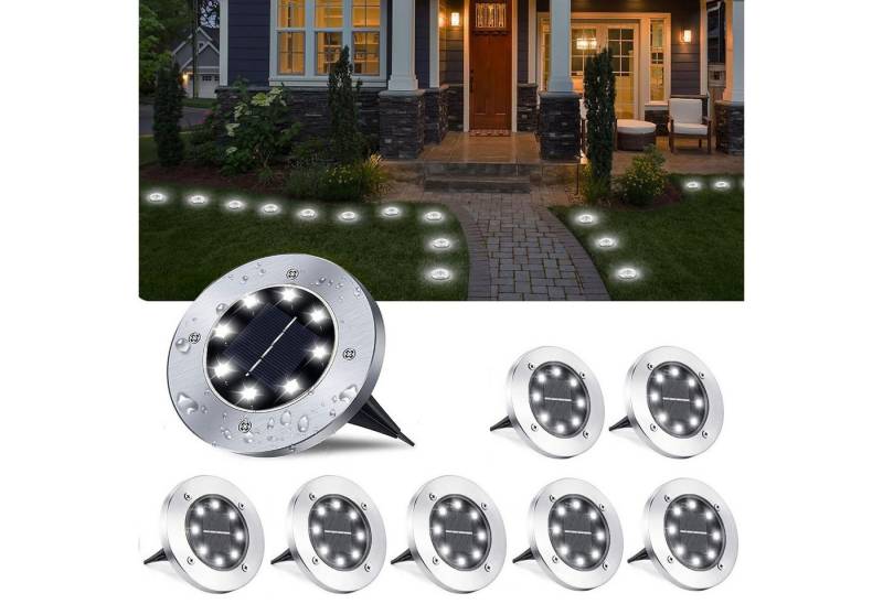 oyajia LED Solarleuchte 8er Set LED Solar Bodenleuchte Gartenstrahler, Außen Solarleuchte, LED fest integriert von oyajia