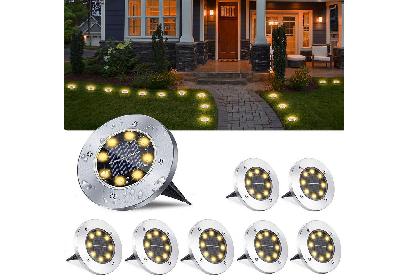 oyajia LED Solarleuchte 8er Set LED Solar Bodenleuchte Gartenstrahler, Außen Solarleuchte, LED fest integriert oyajia LED Solarleuchte 8er Set LED Solar Bodenleuchte Gartenstrahler, Außen Solarleuchte, LED fest integriert von oyajia
