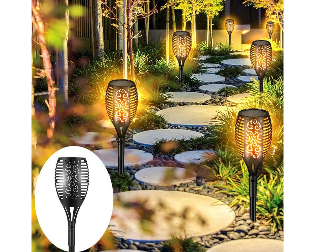 oyajia LED Solarleuchte LED Gartenstrahler, 2/4x Solar LED-Fackeln, Automatisch Ein/Aus, LED fest integriert, Warmweiß, LED Solarlampe 33 LEDs Flammenlicht Solar LED-Fackeln oyajia LED Solarleuchte LED Gartenstrahler, 2/4x Solar LED-Fackeln, Automatisch Ein/Aus, LED fest integriert, Warmweiß, LED Solarlampe 33 LEDs Flammenlicht Solar LED-Fackeln von oyajia