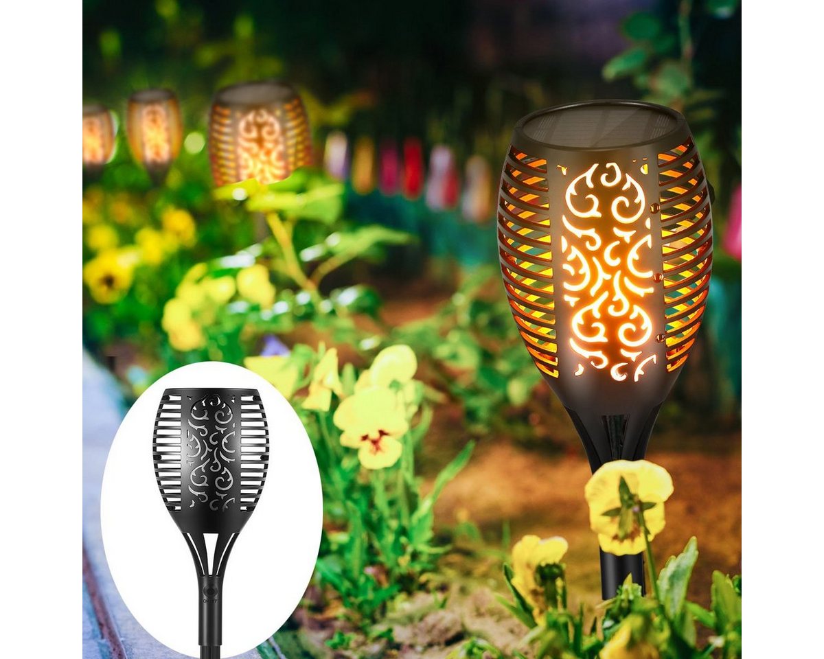 oyajia LED Solarleuchte LED Gartenstrahler, 2/4x Solar LED-Fackeln, Automatisch Ein/Aus, LED fest integriert, Warmweiß, LED Solarlampe 33 LEDs Flammenlicht Solar LED-Fackeln oyajia LED Solarleuchte LED Gartenstrahler, 2/4x Solar LED-Fackeln, Automatisch Ein/Aus, LED fest integriert, Warmweiß, LED Solarlampe 33 LEDs Flammenlicht Solar LED-Fackeln von oyajia