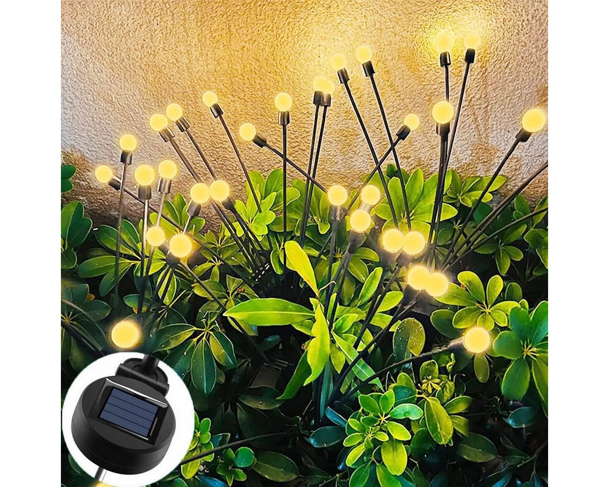 oyajia LED Solarleuchte Solarlampen für Außen, 8 LEDs Schwankende Solar Glühwürmchen-Lichter, LED fest integriert, Warmweiß, IP65 Wasserdichte Glühwürmchen Solarleuchten, für Garten,Hof,Terrasse von oyajia
