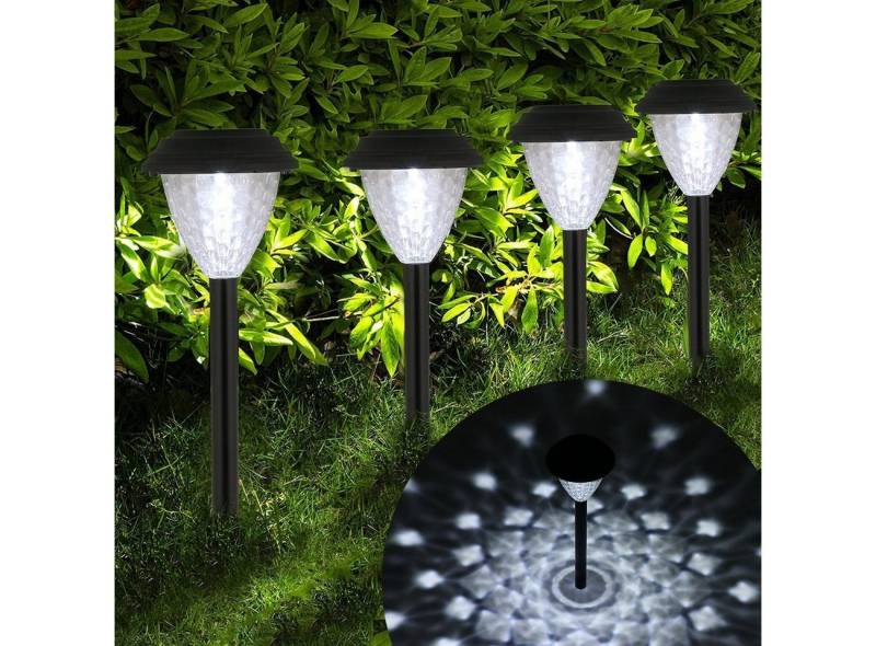 oyajia LED Solarleuchte Solarlampen für Außen Garten, 4x Upgrade Solar Gartenleuchte LED Licht, LED fest integriert, für Außen Rasen Gehweg Terrasse Hofweg Decor von oyajia