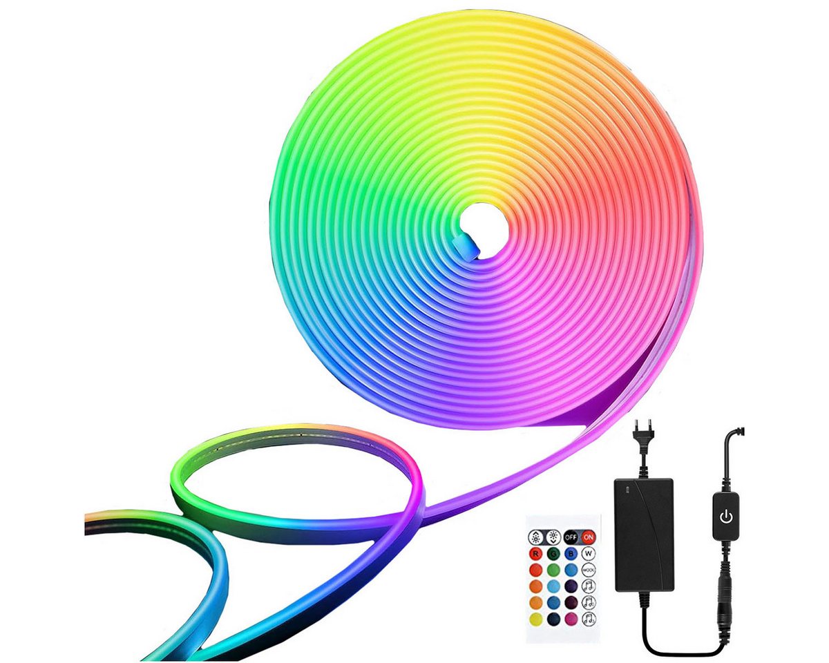 oyajia LED Stripe 12V RGB LED Neon Strip 5m, LED Lichtband Dimmbare mit Fernbedienung, IP65 Wasserdicht Silikon LED Streifen mit Fernbedienung Farbwechsel oyajia LED Stripe 12V RGB LED Neon Strip 5m, LED Lichtband Dimmbare mit Fernbedienung, IP65 Wasserdicht Silikon LED Streifen mit Fernbedienung Farbwechsel von oyajia