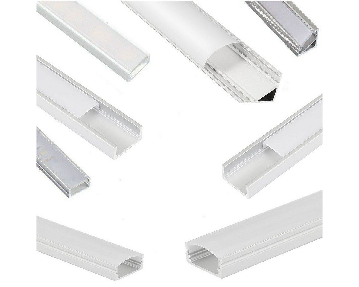 oyajia LED-Stripe-Profil 5x LED Aluprofil Aluminium Profile Alu Schiene Leiste Leuchte, 1m Alu Schiene für Streifen Beleuchtung Kanal Aluprofil Profile von oyajia