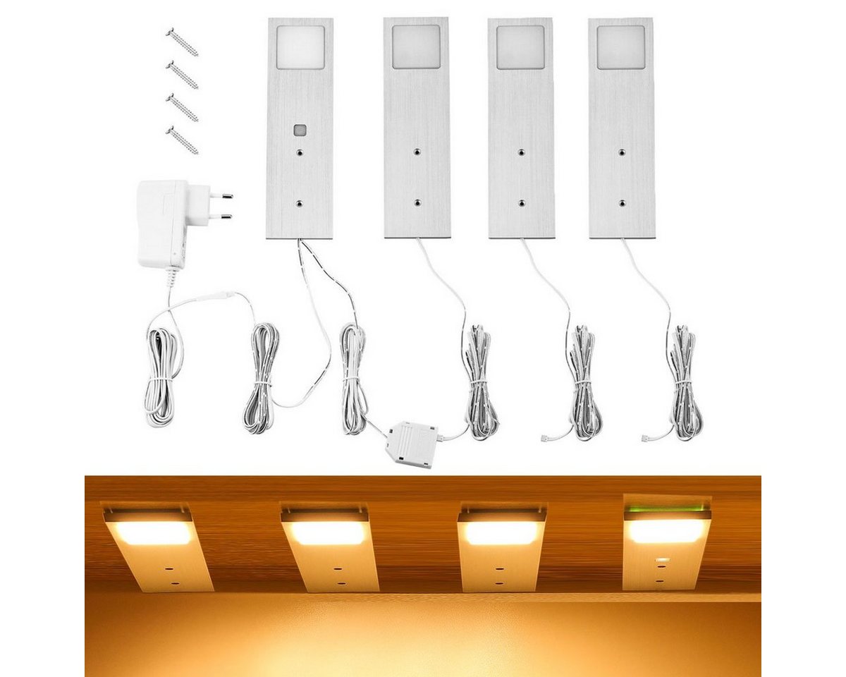 oyajia LED Unterbauleuchte 5W LED Unterbauleuchten, Flache Küchenleuchte mit Touch-Dimmfunktion, LED fest integriert, Warmweiß, Aluminium Einbaustrahler,Vitrinenleuchten Möbelleuchte Küche Möbel Set von oyajia