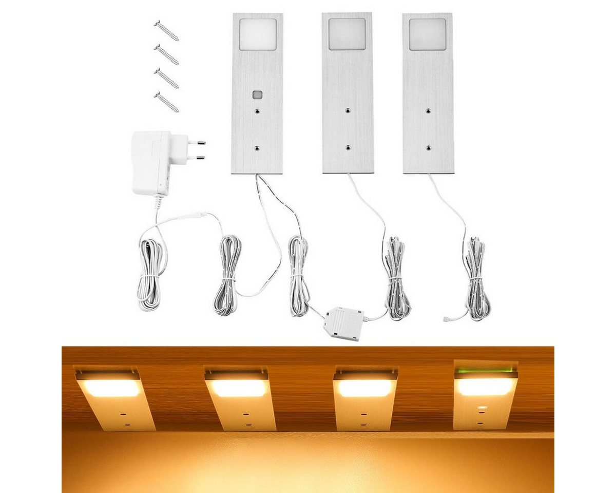 oyajia LED Unterbauleuchte 5W LED Unterbauleuchten, Flache Küchenleuchte mit Touch-Dimmfunktion, LED fest integriert, Warmweiß, Aluminium Einbaustrahler,Vitrinenleuchten Möbelleuchte Küche Möbel Set von oyajia