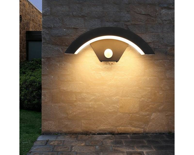 oyajia LED Wandleuchte 18W LED Wandleuchte Außen, Halber Mond Wandlampe mit Bewegungssensor, LED fest integriert, Warmweiß, IP65 wasserfest,Außen Wandlampe für Schlafzimmer, Diele, Balkon von oyajia