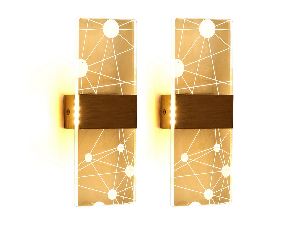 oyajia LED Wandleuchte 2 Stück Wandleuchte Innen, Laser Acryl Wandlampe Up Down Licht Leuchte, LED fest integriert, Kaltweiß/Naturweiß/Warmweiß, Moderne Nordic Wandleuchter Lampen Dimmbar, Wohnzimmer Flur Decor von oyajia