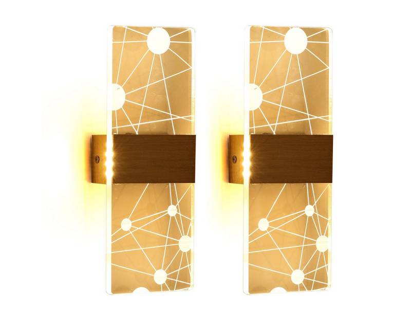 oyajia LED Wandleuchte 2 Stück Wandleuchte Innen, Laser Acryl Wandlampe Up Down Licht Leuchte, LED fest integriert, Kaltweiß/Naturweiß/Warmweiß, Moderne Nordic Wandleuchter Lampen Dimmbar, Wohnzimmer Flur Decor von oyajia