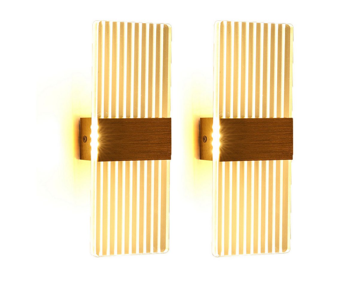 oyajia LED Wandleuchte 2 Stück Wandleuchte Innen, Laser Acryl Wandlampe Up Down Licht Leuchte, LED fest integriert, Kaltweiß/Naturweiß/Warmweiß, Moderne Nordic Wandleuchter Lampen Dimmbar, Wohnzimmer Flur Decor von oyajia
