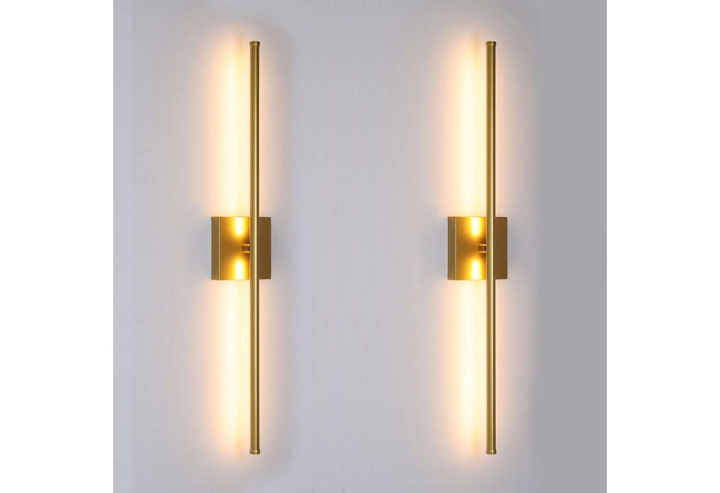 oyajia LED Wandleuchte 2er Set Wandleuchte 7W 70cm, Schwenkbar Lange Streifen Wandlampe, LED fest integriert, Warmweiß, Schwarz Modern Schlanke Wandleuchte Indirekte Beleuchtung von oyajia