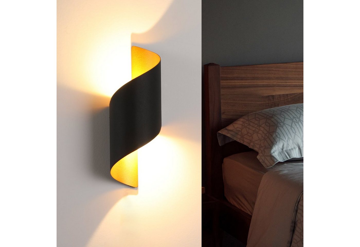 oyajia LED Wandleuchte Modern 10W LED Wandleuchte, Auf und ab Lichtstrahl Mattierte Wandlampe, Warmweiß, Spiralförmige Beleuchtung Innen, IP65 Wasserdicht Außenwandleuchte von oyajia