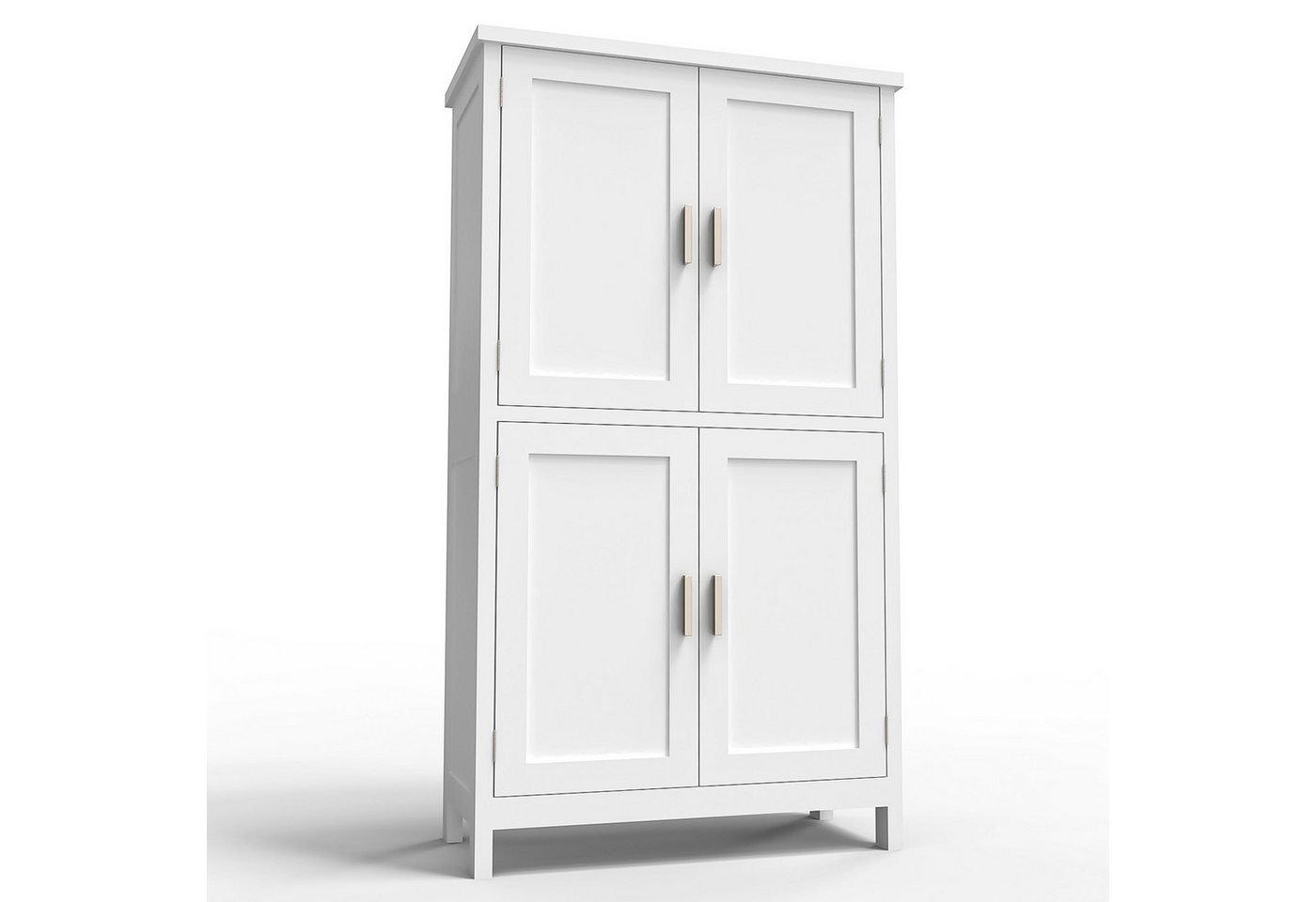 oyajia Mehrzweckschrank Küchenschrank Badezimmerschrank (mit Türen & verstellbarem Regal,Vorratsschrank Holz) Bücherschrank, Wohnzimmerschrank, mit 4 Türen, 60x30x110cm, weiß von oyajia