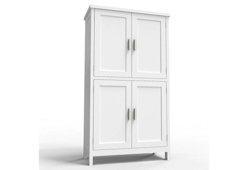 oyajia Mehrzweckschrank Küchenschrank Badezimmerschrank (mit Türen & verstellbarem Regal,Vorratsschrank Holz) Bücherschrank, Wohnzimmerschrank, mit 4 Türen, 60x30x110cm, weiß von oyajia