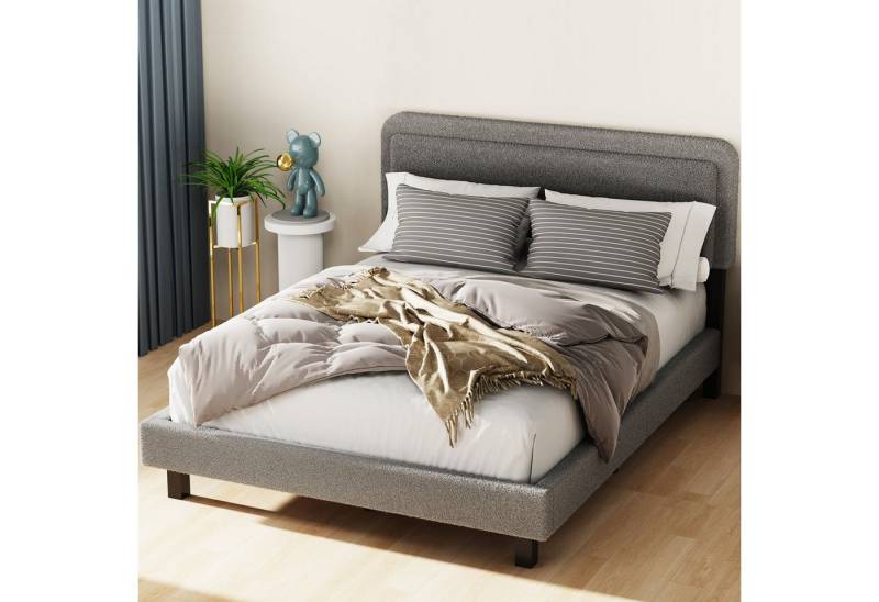 oyajia Polsterbett Doppelbett 140x200/160x200cm mit Lattenrost und Kopfteil, Bettgestell (Kunstlammdaune Polsterbett mit Lattenrost), Doppelbett mit gepolstertem Kopfteil, robustes Gestell, Liegekomfort von oyajia