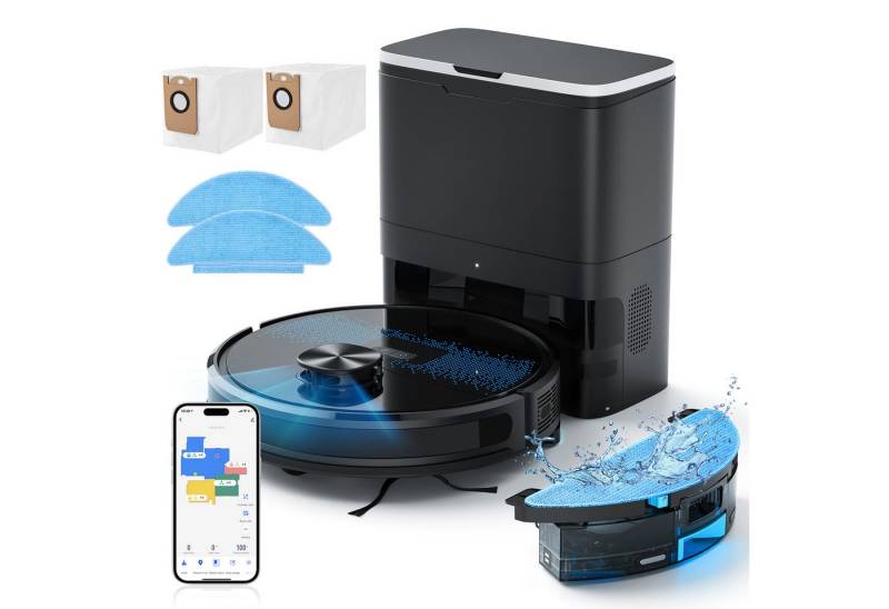 oyajia Saugroboter SL60 Plus Saug- und Wischroboter mit 2,5L Absaugstation 4000Pa, 42,00 W, LDS 9.0 LIDAR-Navigation,App Steuerung und automatische Entleerung, 10 No-Go-Zonen von oyajia