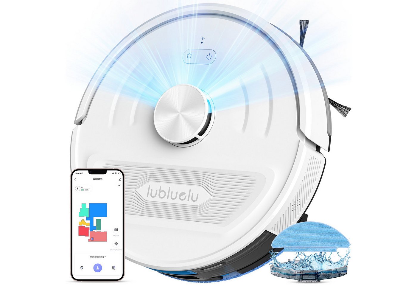 oyajia Saugroboter Saug- und Wischroboter LiDAR Lasernavigation 5500PA (L20 Ultra), 42 W, beutellos von oyajia