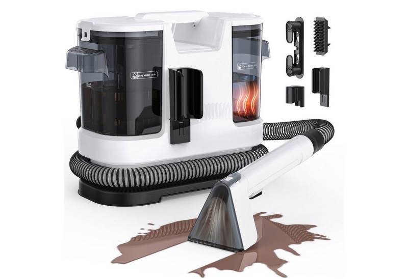 oyajia Teppichreinigungsgerät 15KPA Polsterreiniger Gerät mit Heizfunktion Fleckenreiniger, 600 W, Beutellos von oyajia