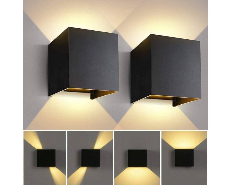 oyajia Wandleuchte 2 Stück 7W Metall LED Wandlampe, Auf und ab Einstellbarer Lichtstrahl, LED fest integriert, Warmweiß, LED Wandlampe mit Bewegungsmelder,für Wohnzimmer, Flur, Balkon, Hotel von oyajia