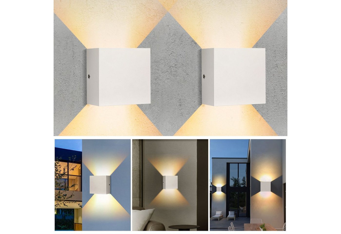 oyajia Wandleuchte 2x 6W LED Wandlampe Innen,Auf und ab Lichtstrah 10x10x5cm von oyajia