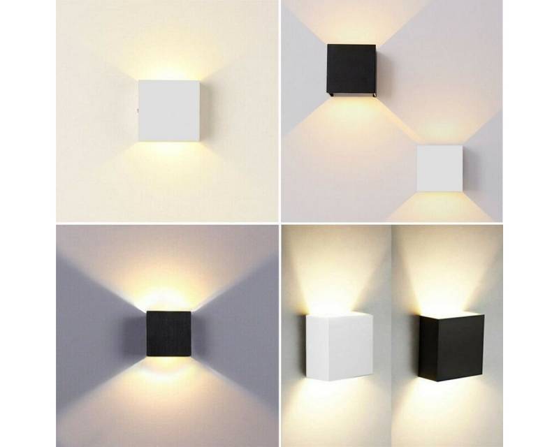 oyajia Wandleuchte 6W /7W LED Wandlampe Cube Lampe Wand Strahler Licht Up Down Leuchten, LED fest integriert, Warmweiß, Treppen Flur Modern Square Lampe,für Wohnzimmer Schlafzimmer Balkon von oyajia