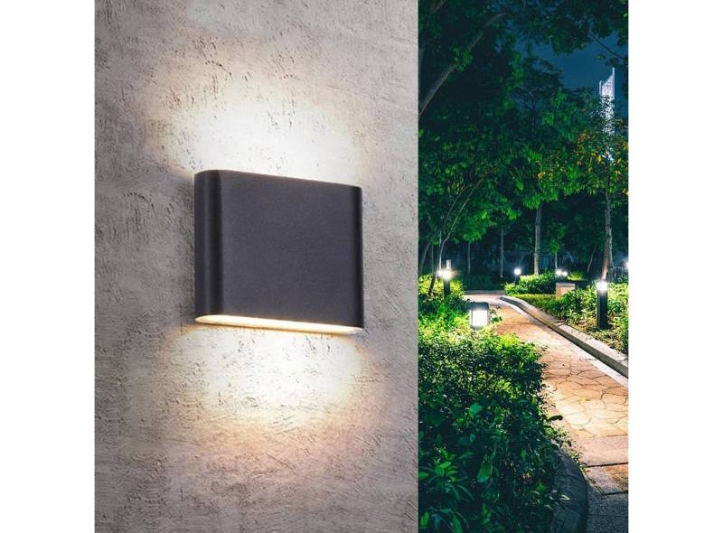 oyajia LED Wandleuchte 6W/12W LED Außen Wandleuchte, Schwarz Matt Lampe Fassaden-Beleuchtung, LED fest integriert, Warmweiß, Terrassenleuchten Hausbeleuchtung Außen Carport, Wegbeleuchtung Garten von oyajia