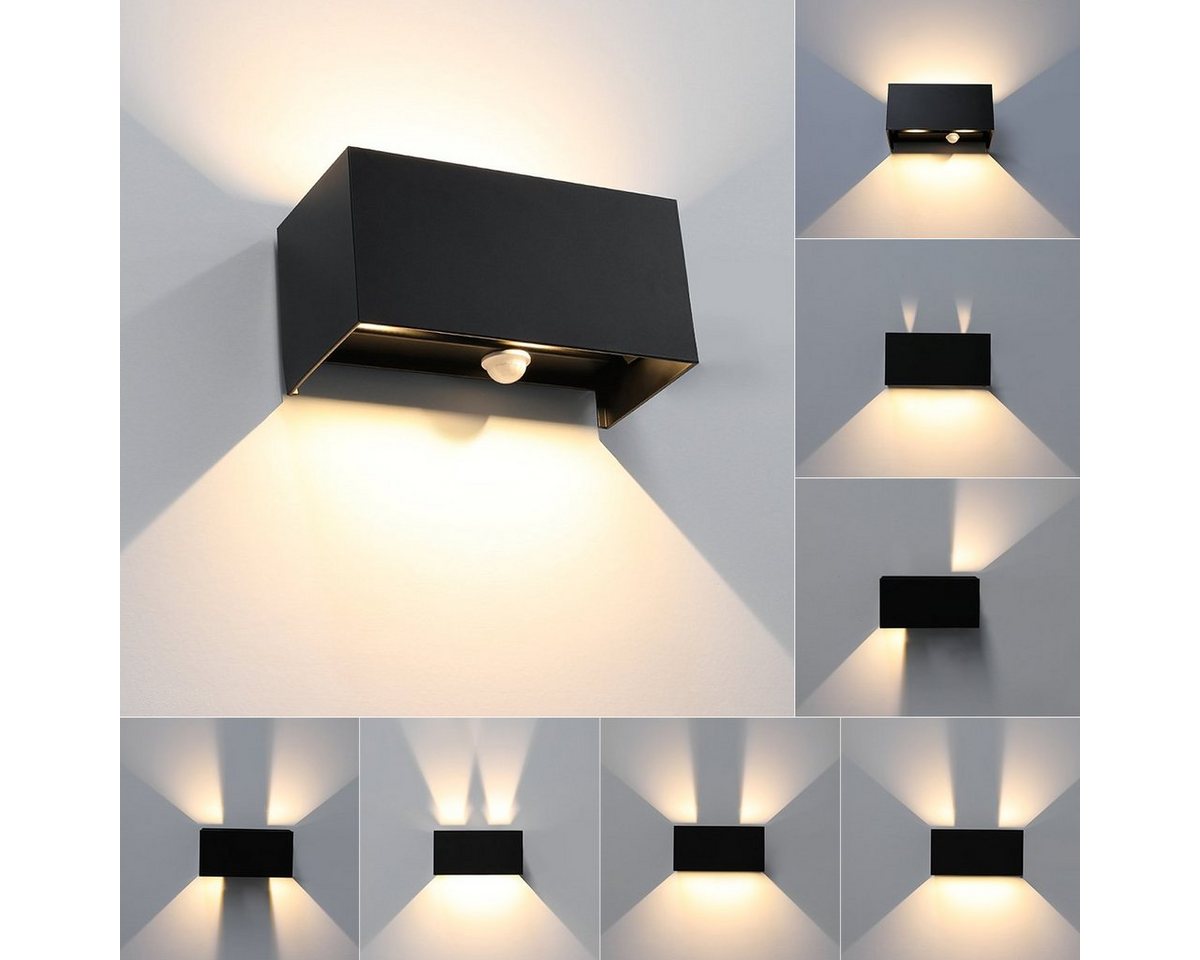 oyajia Wandleuchte Modern Quader LED Wandlampe 12W,Außen/Innen Aluminium-Wandleuchte 20cm, LED fest integriert, Warmweiß, Verstellbarer Strahl, IP65 Wasserdicht für Wohnzimmer, Hallen, Hotel von oyajia