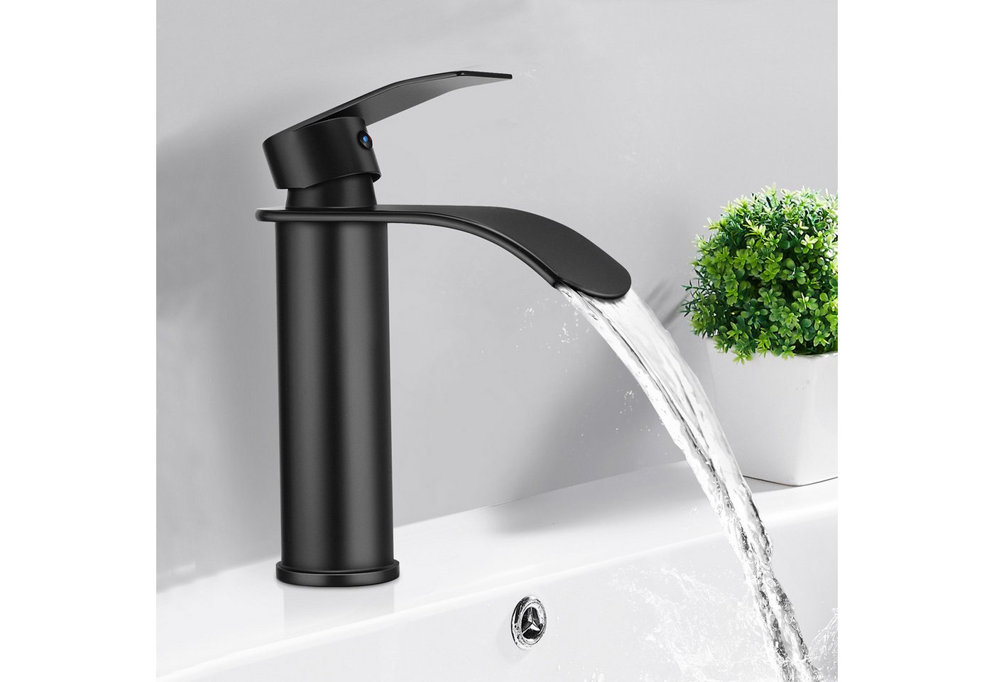 oyajia Waschtischarmatur Kurz Schwarzer Wasserhahn Bad 18 cm, Modern Edelstahl Bad Wasserhahn Kurz Waschtischarmatur Armatur Waschbecke Waschtischarmatur Badarmatur von oyajia