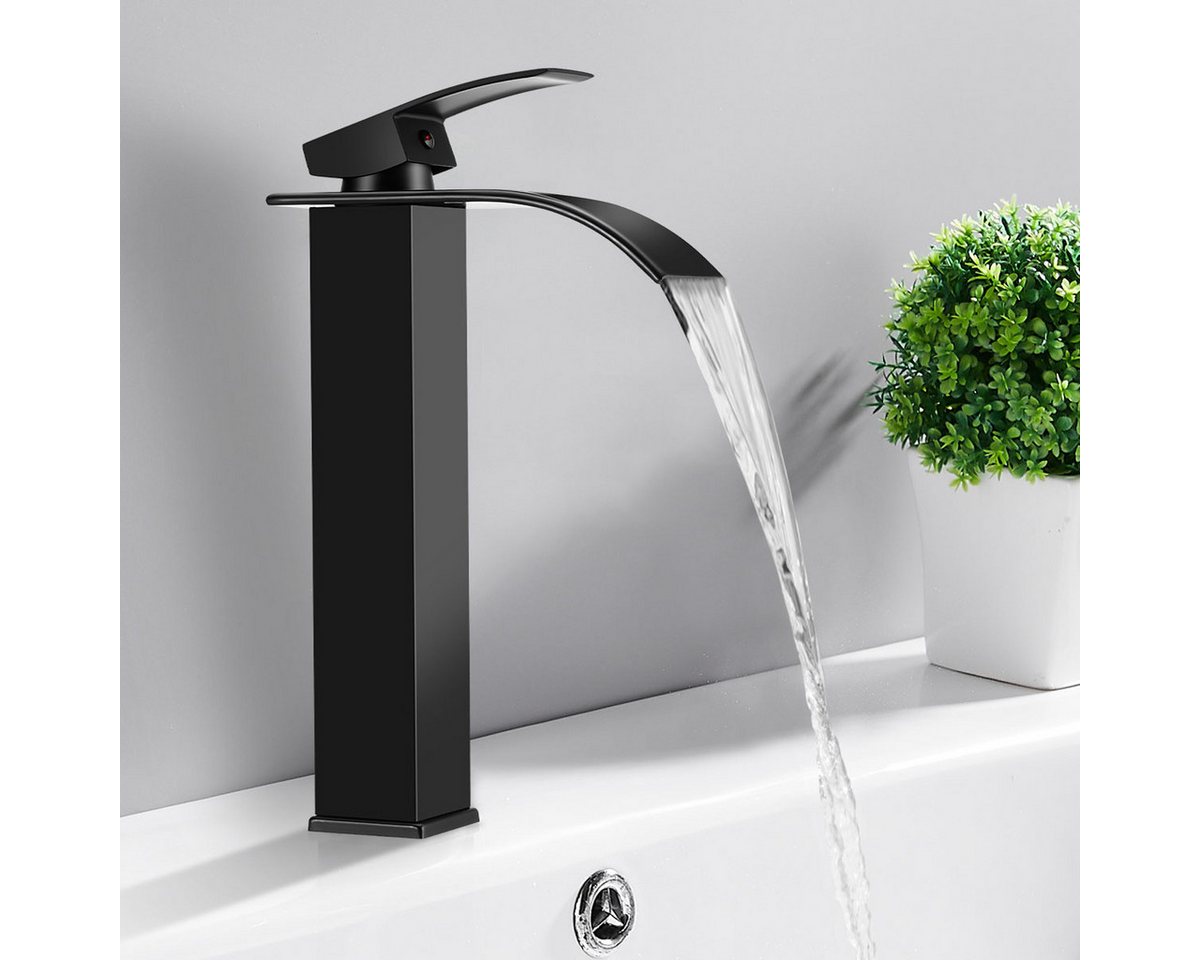 oyajia Waschtischarmatur Kurz Schwarzer Wasserhahn Bad 18 cm, Modern Edelstahl Bad Wasserhahn Kurz Waschtischarmatur Armatur Waschbecke Waschtischarmatur Badarmatur von oyajia