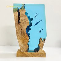 Paar Taucher Harz Nachtlicht Hai Begegnung Holz Lampe von oyowooaDIY