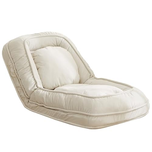 oyptmsh Klappbarer Loungesessel aus Stoff, 5-Fach Verstellbare Rückenlehne, Einzelsitz-Sofa mit Liegefunktion für Wohnzimmer, Schlafzimmer, Balkon–Atmungsaktiv (Beige) von oyptmsh