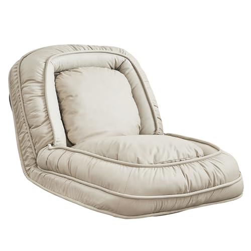 oyptmsh Klappbarer Loungesessel aus Stoff, 5-Fach Verstellbare Rückenlehne, Einzelsitz-Sofa mit Liegefunktion für Wohnzimmer, Schlafzimmer, Balkon–Atmungsaktiv (Beige grau) von oyptmsh